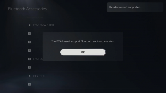 PS5目前不支持蓝牙音频设备 索尼自家耳机也不行缩略图